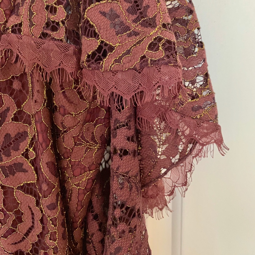 Gold & Red Lace Dress The Population Dress - Picture 5 of 7